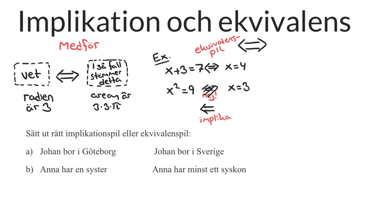 Matematik 1: IMPLIKATION OCH EKVIVALENS