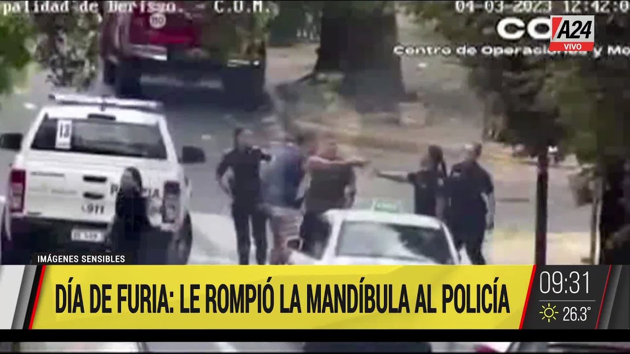 🔴 Día de furia en Berisso: chocó, le rompió la mandíbula a un policía