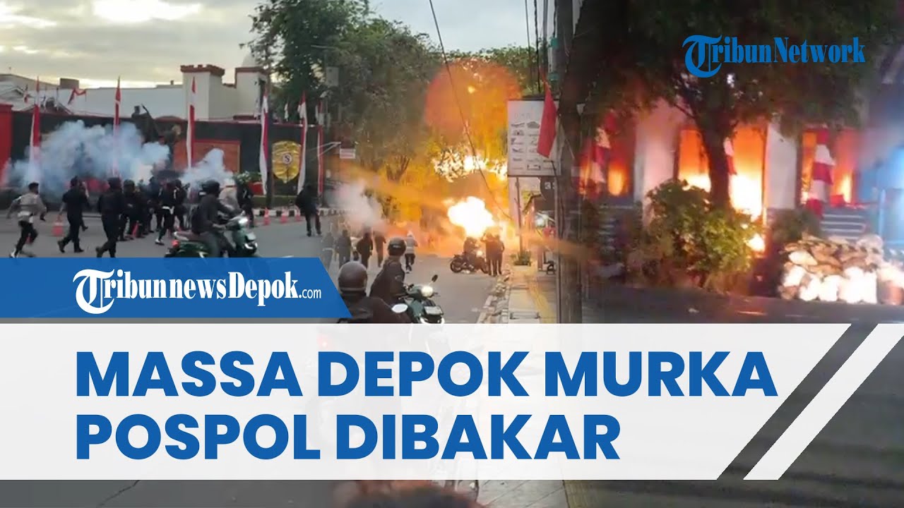 PAGI MENCEKAM! Pospol Cimanggis Dibakar Massa seusai Gagal Terobos Mako Brimob Kelapa Dua Depok