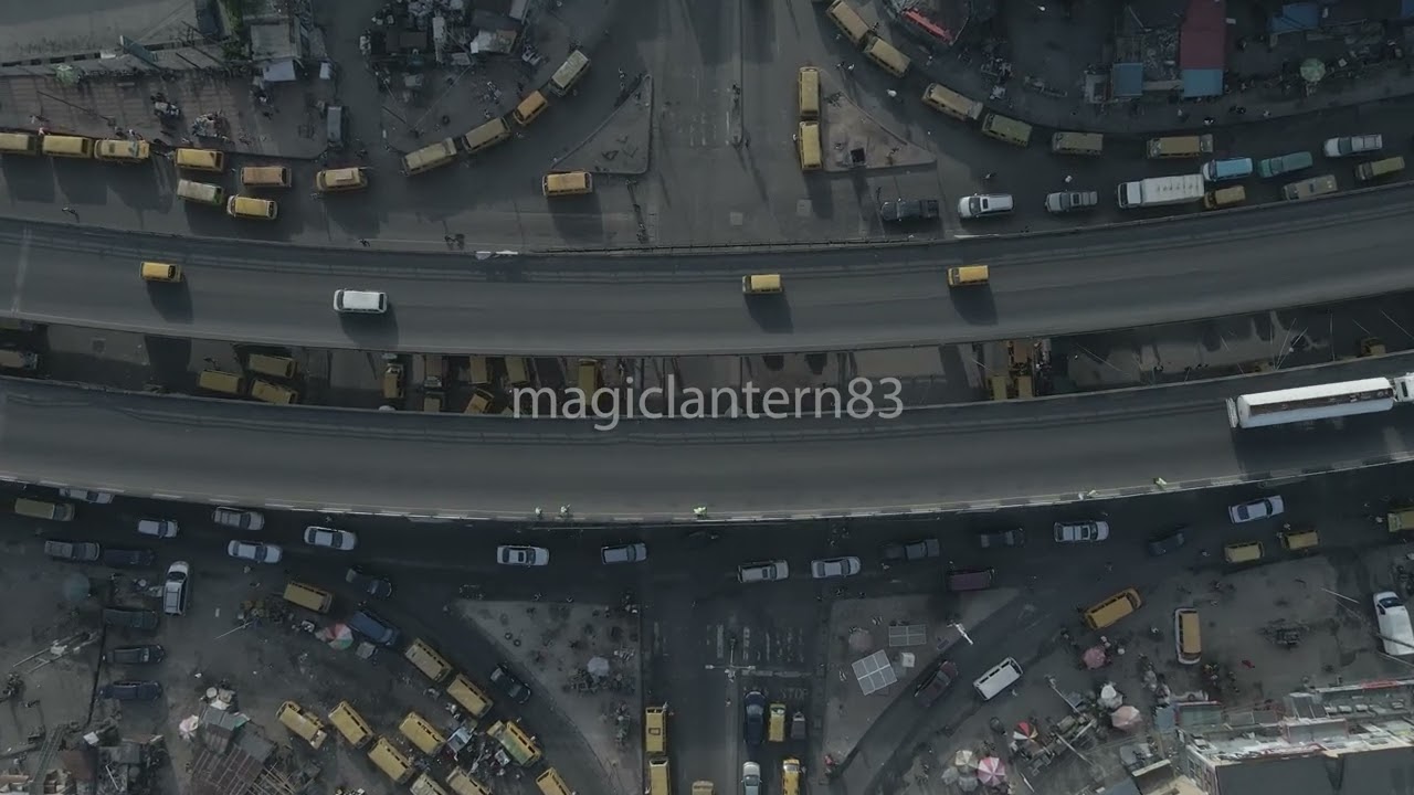 Drone footage of Ojo Road, Lagos, Nigeria