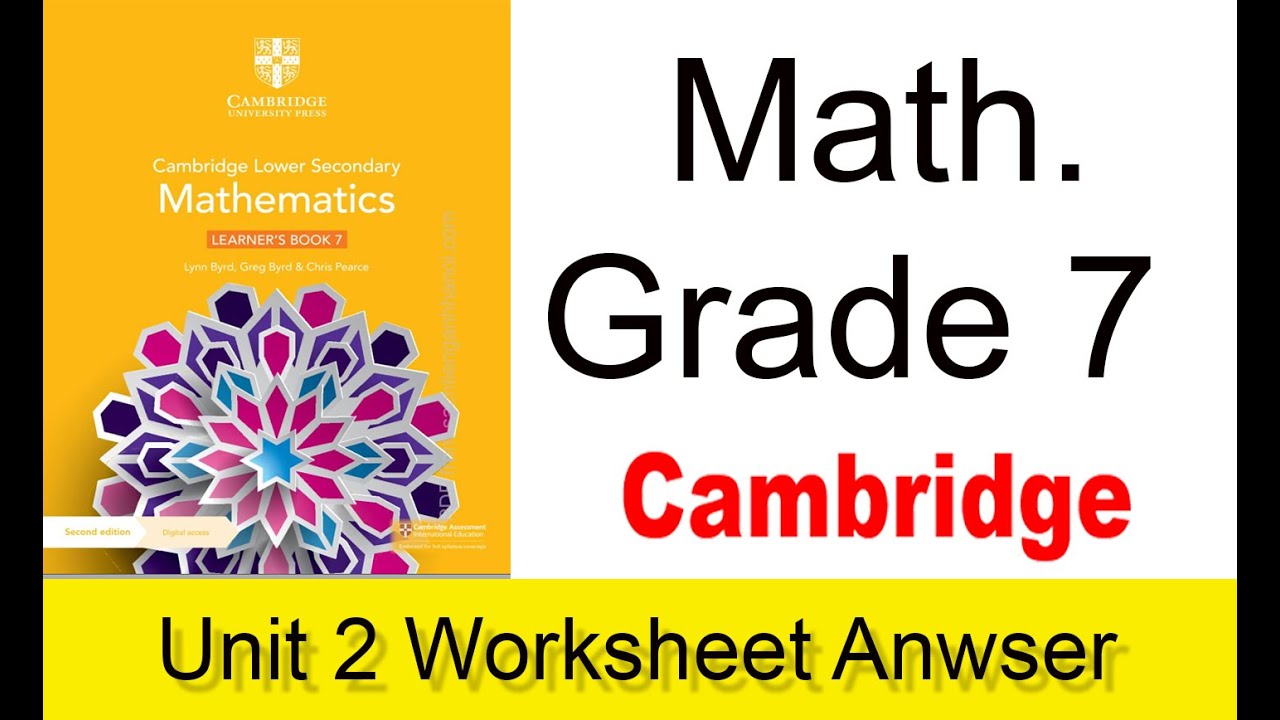 Math Grade 7 Unit 2 Worksheet Answer