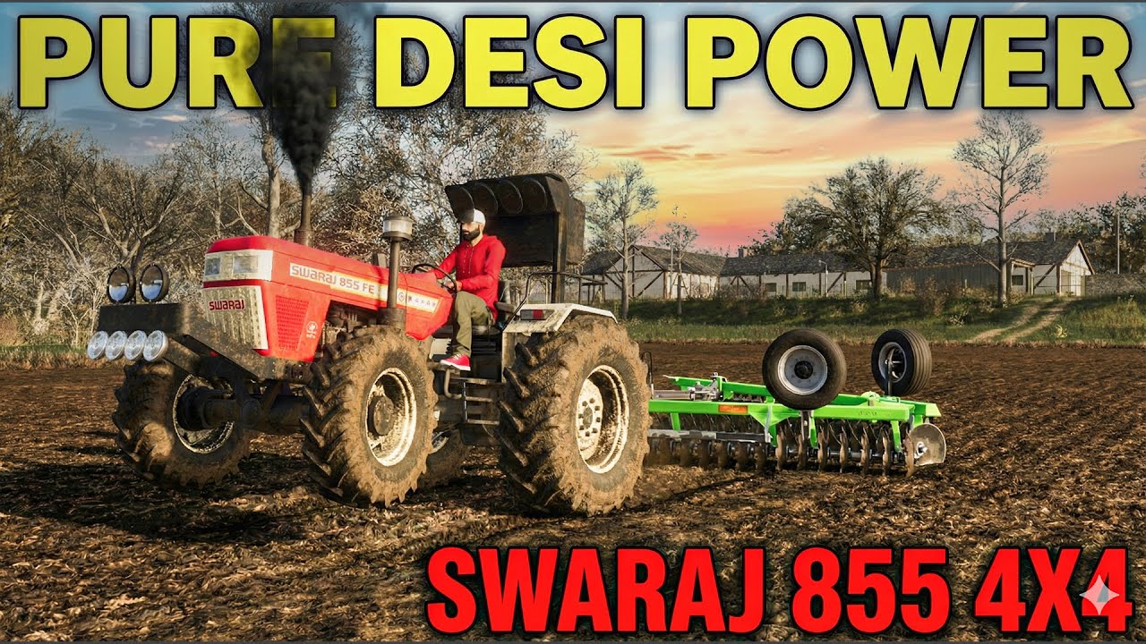 Swaraj 855 4x4 Full Zor | Desi Harrow Performance | Hof Bergmann #1 | FS25 | Kaleryt