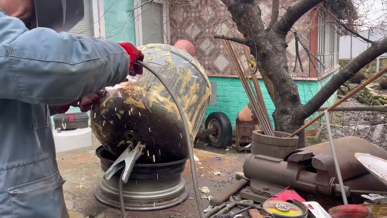 Чергова буржуйка з бойлера для ЗСУ