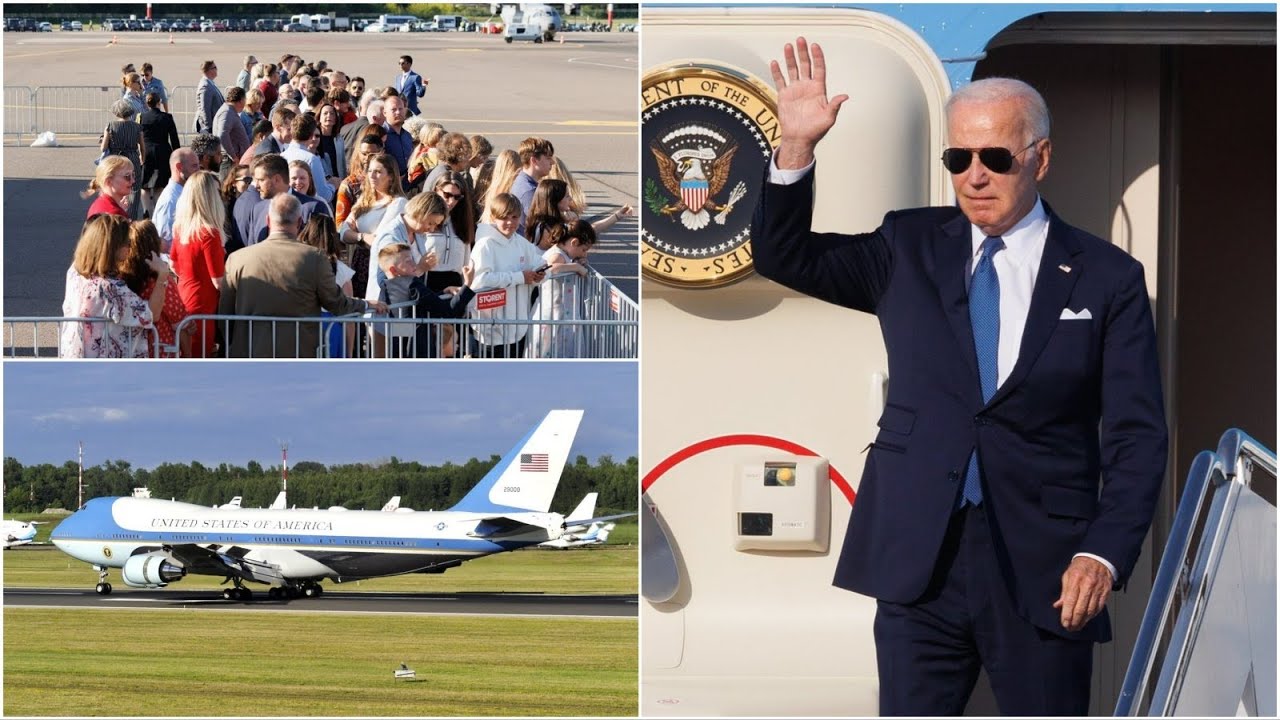 Užfiksuota: į Vilniaus oro uostą atvykęs J. Bidenas suskubo pasisveikinti su jo laukiančia minia