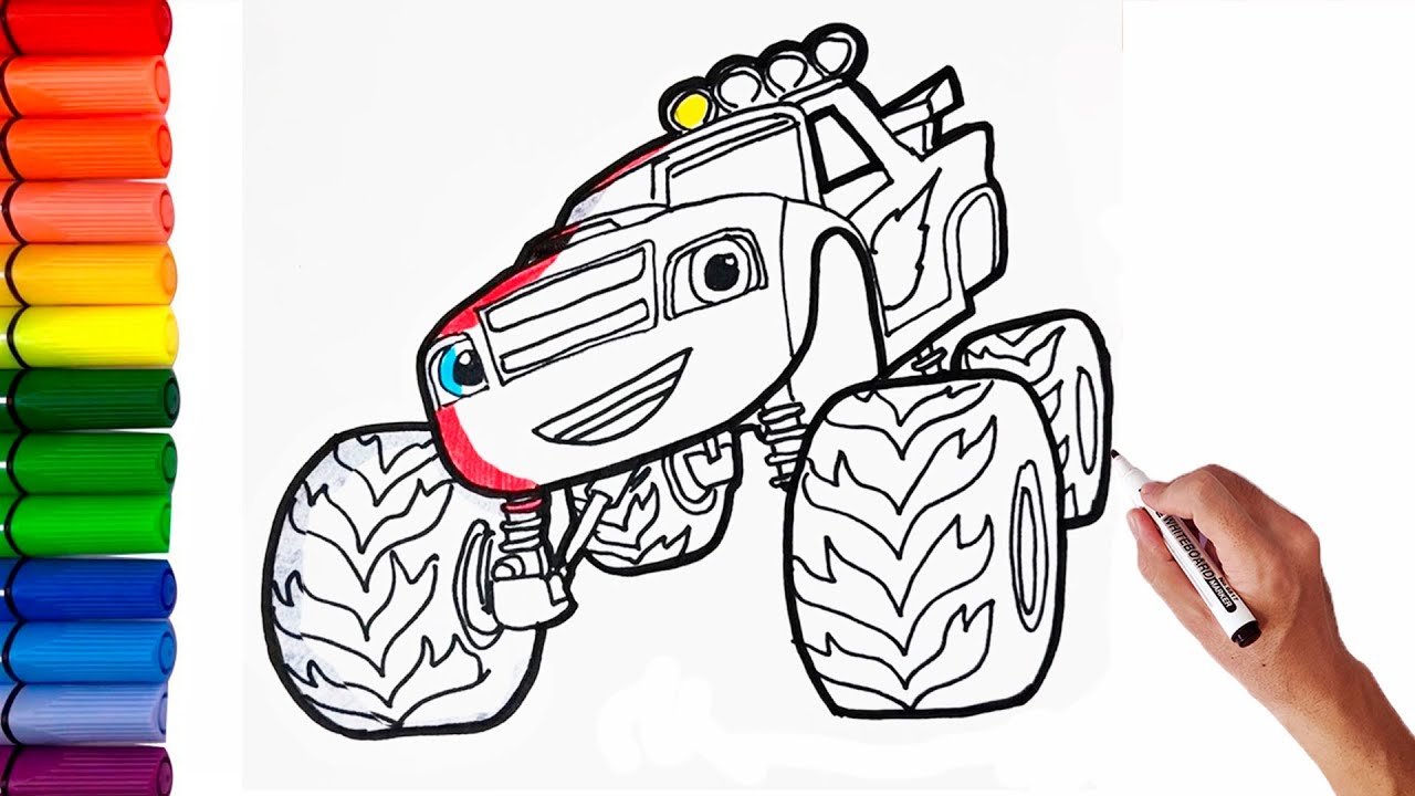 Drawing and coloring Blaze and the Monster Machines || Blaze drawing
