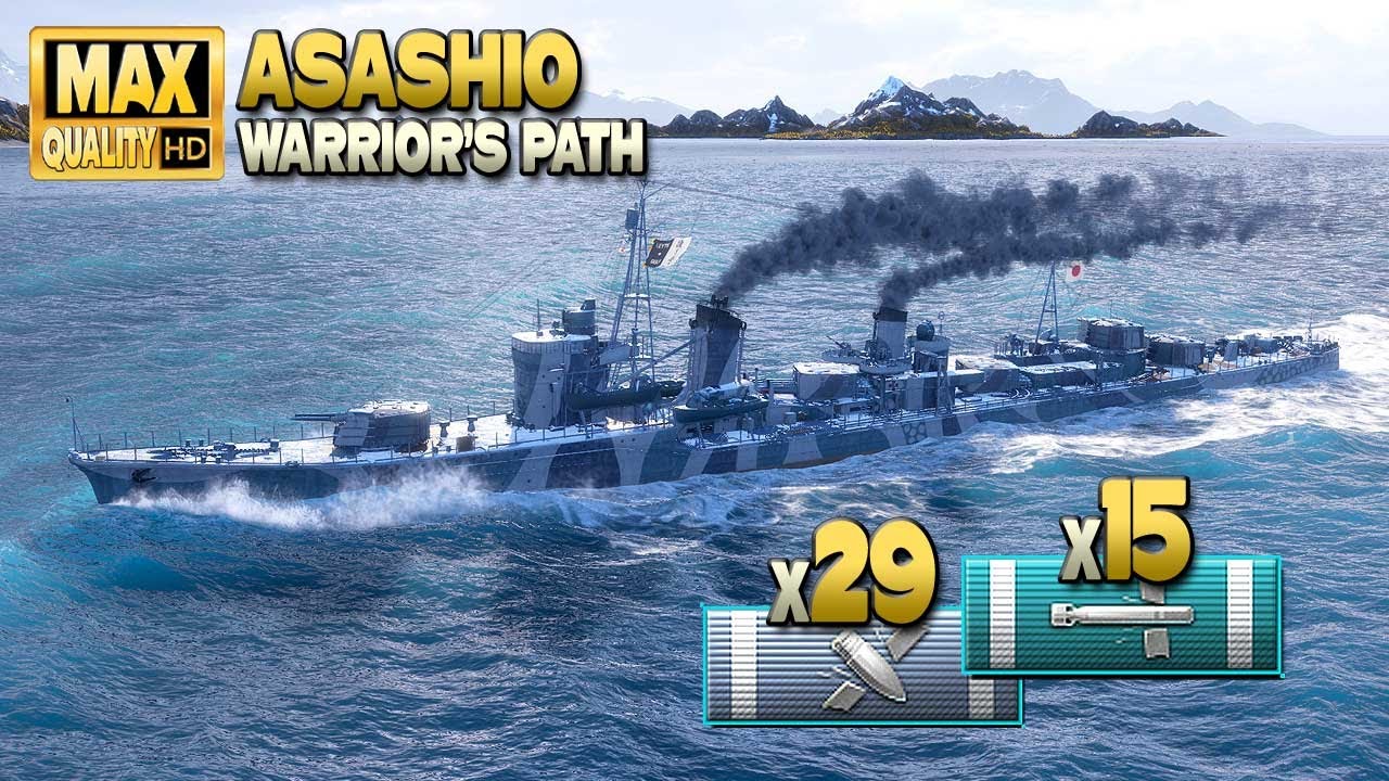Destroyer Asashio: Casual player in tier 10 battle - World of Warships