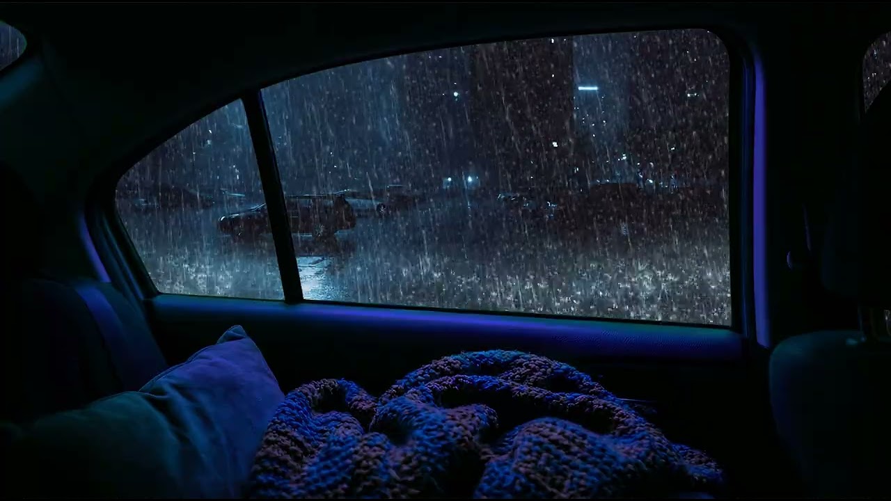 Safe Inside Car Heavy Rain and Gentle Rolling Thunder - Find Your Balance, Sounds for Natural Sleep