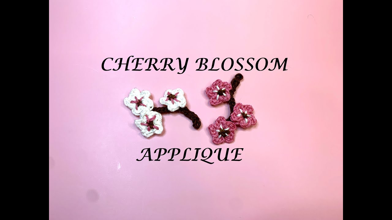 Sakura Applique, Cherry Flower Charm, Earrings, Hair clip crochet tutorial beginner 