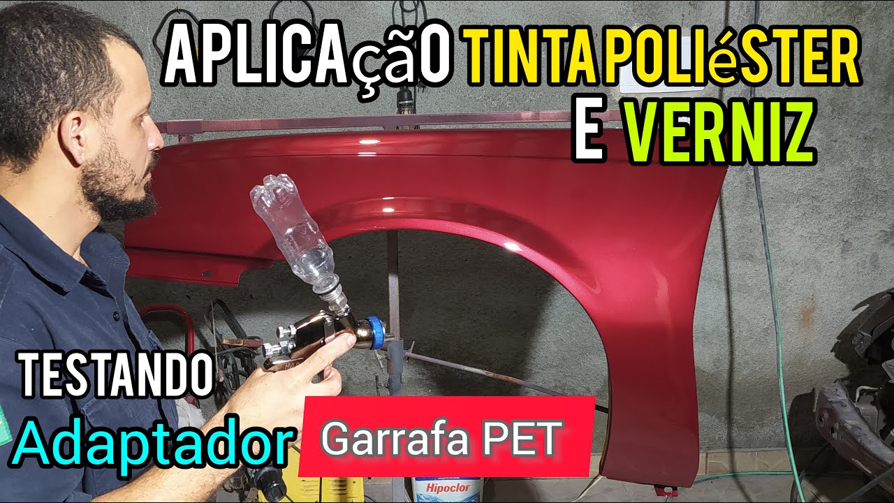 Teste adaptador garrafa pet para pistola de pintura /aplicaçao tinta poliester e verniz