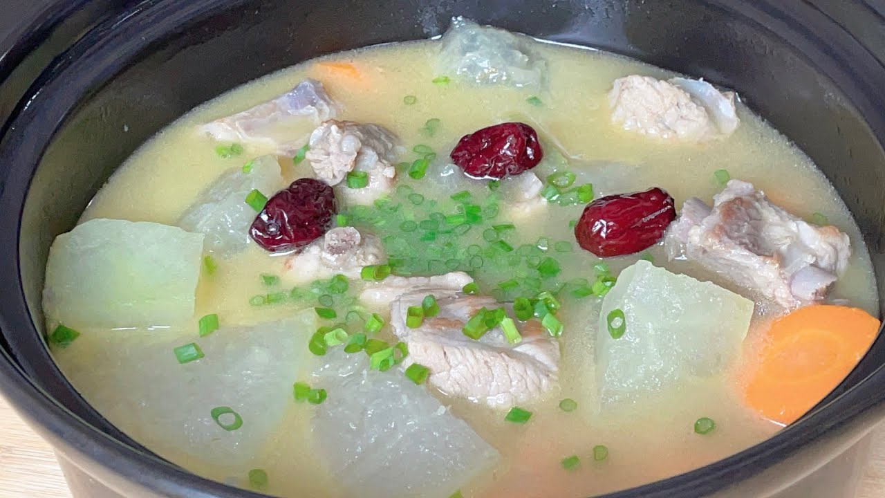 炖“冬瓜排骨汤”时，记住几个小诀窍，排骨鲜嫩不柴，好吃又营养 ，Chinese  Winter Melon Pork Rib Soup Recipe ， 冬瓜排骨汤