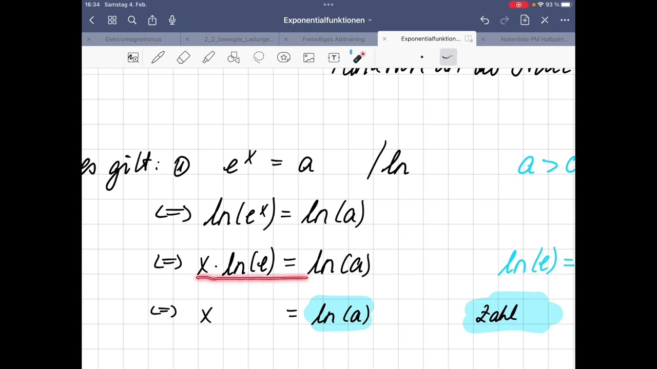 Exponentialfunktion in e-Funktion umwandeln und ableiten