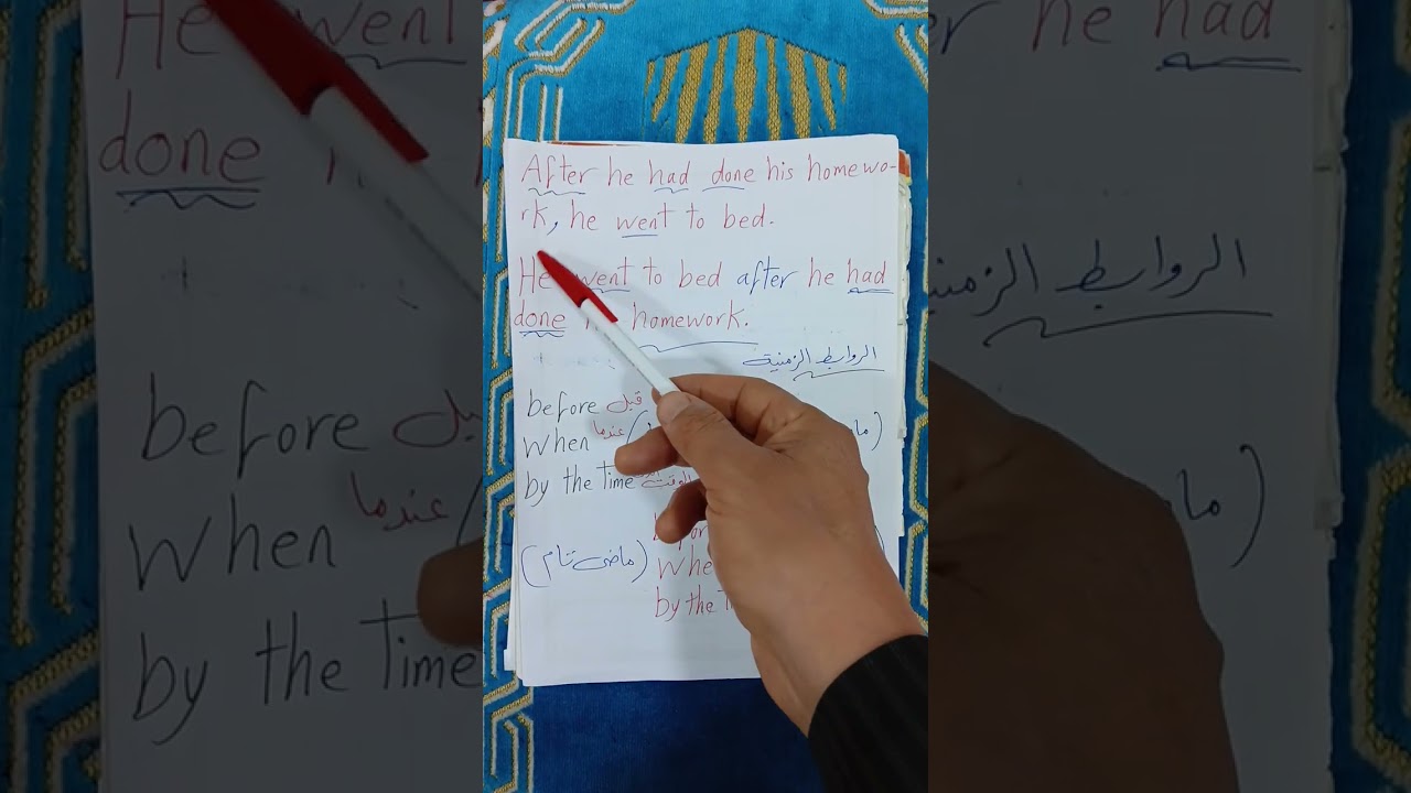 للصف الثالث الثانوي. إستخدام زمن الماضي التام (قواعد الوحدة السابعة) بأسلوب سهل جداً جداً 