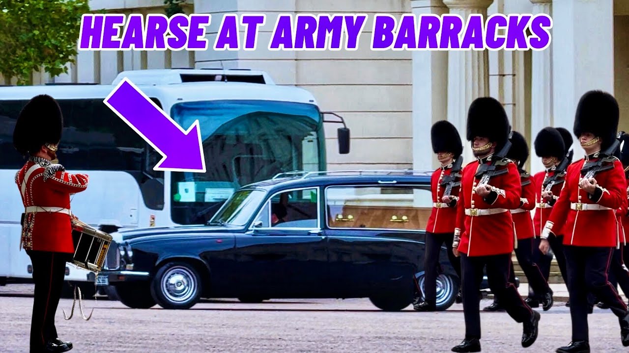 Coffin Seen Passing Through Wellington Barracks in London 🇬🇧