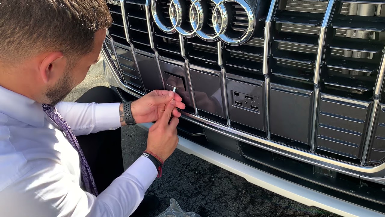 How to install a front license plate bracket on a 2019 2020 2021 Audi Q3