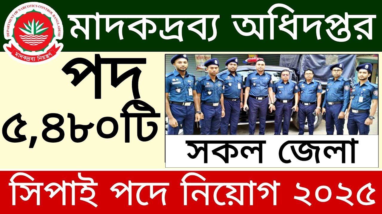 মাদকদ্রব্য অধিদপ্তর নিয়োগ বিজ্ঞপ্তি ২০২৫ | dnc job circular 2025