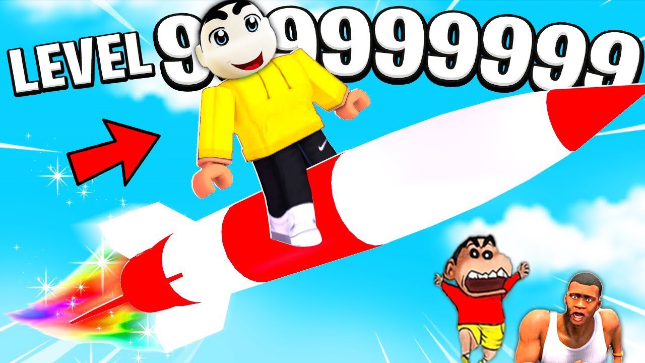 SHINCHAN and FRANKLIN BUILT A LEVEL 999,999,999 SUPER ROCKET IN ROBLOX 3-2-1 Blast Off Simulator