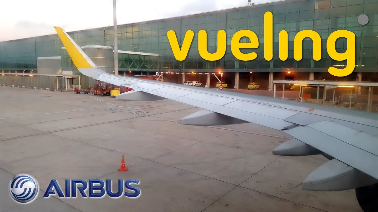 Vueling Airbus A320 ✈ Pushback, Taxi and Takeoff from Barcelona to Rome-Fiumicino