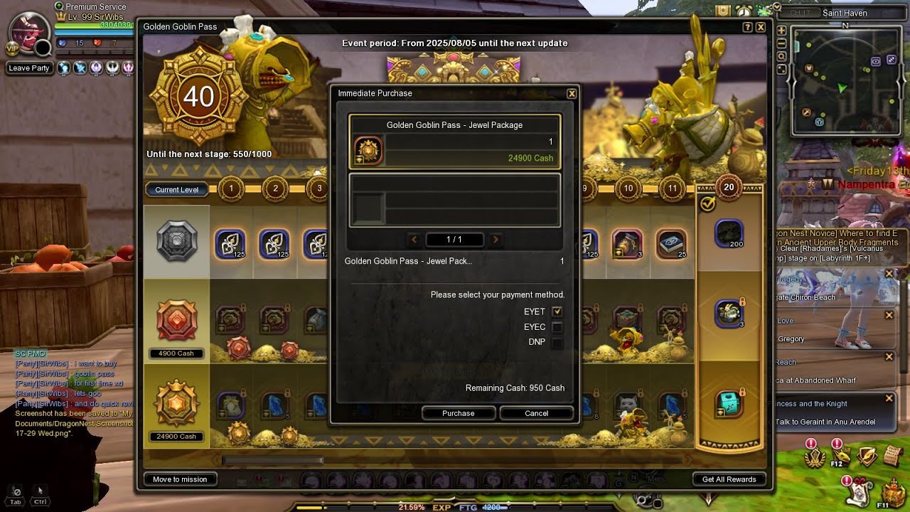 Quick Review. I bought Golden Goblin Pass xD  - Dragon Nest SEA