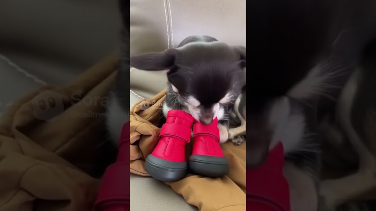 Sunny and Pepper try on shoes for the first time 