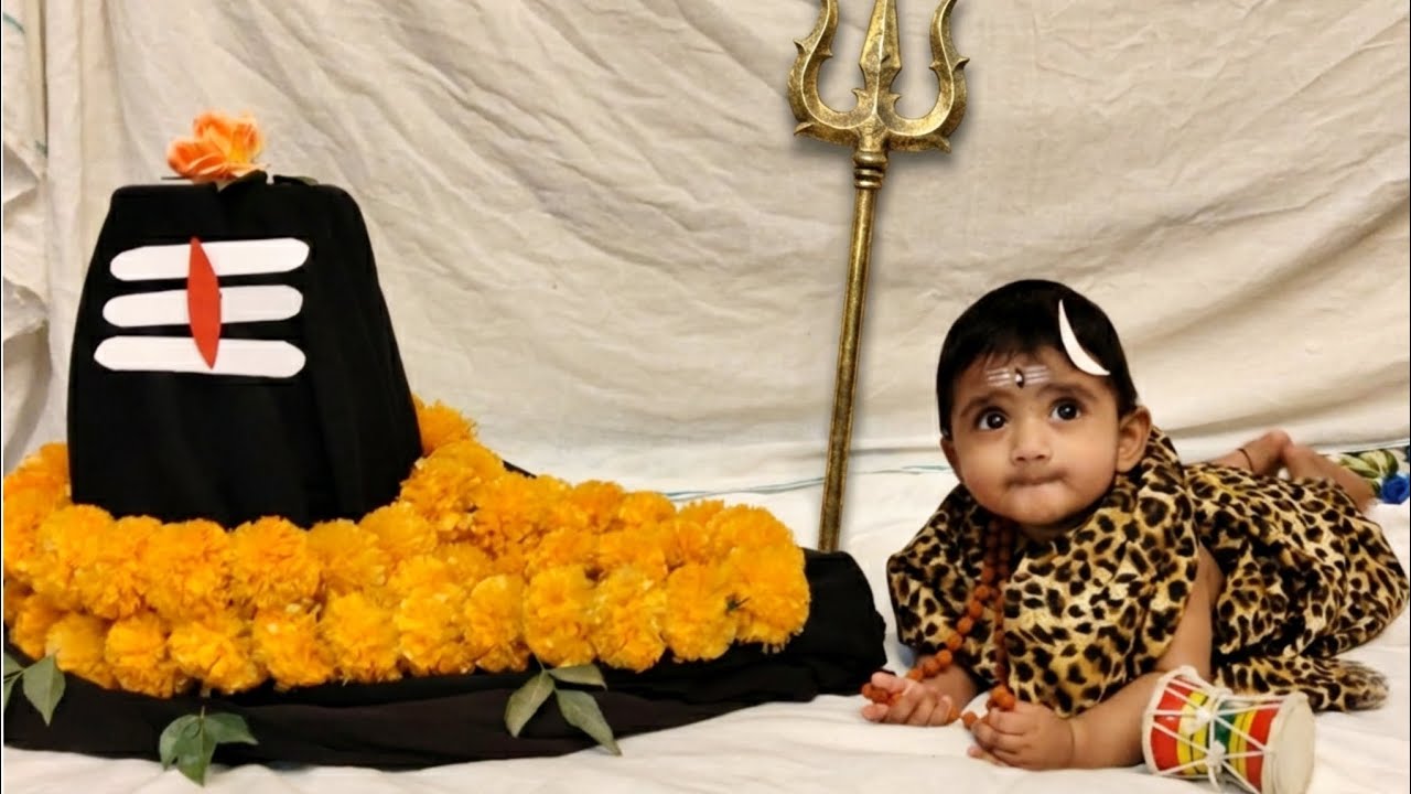 Lord shiva Theme Baby Photoshoot at home| shivratri Theme baby photoshoot| shiva Theme baby photo