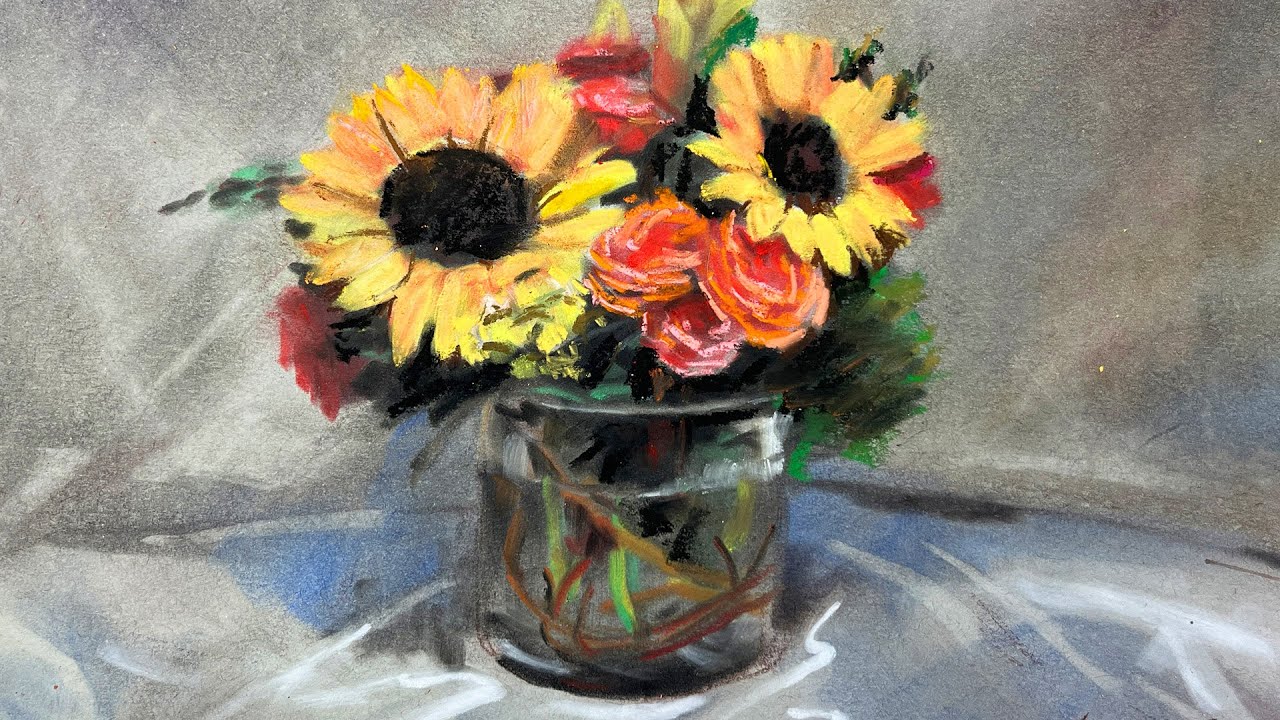 Painting flowers using Pan Pastel