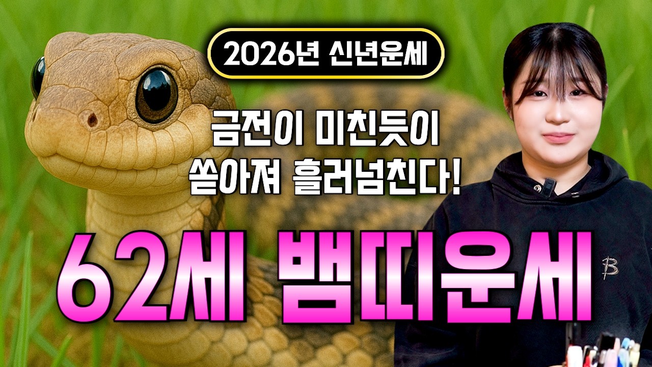 [2026년 병오년 62세 뱀띠운세] 1965년생 뱀띠가 X월에 태어났다면 대박납니다! 2026년 62세 뱀띠에게 찾아오는 변화와 기회들 65년생 62세 뱀띠 운세