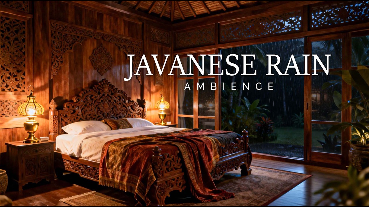 3 Hours Heavy Night Rain in Royal Javanese Bedroom 🌧️ Deep Sleep Ambience