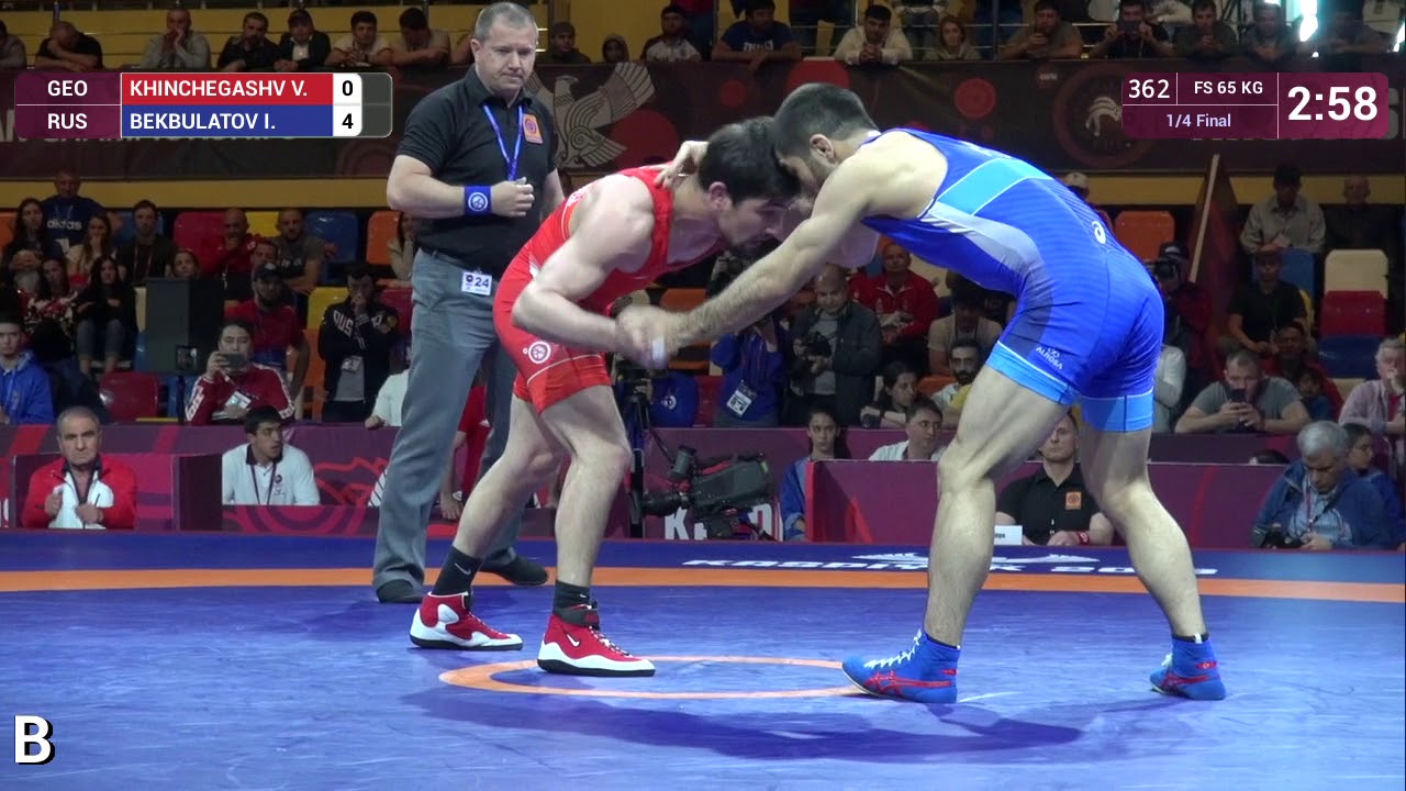 1/4 FS - 65 kg: V. KHINCHEGASHV (GEO) v. I. BEKBULATOV (RUS)