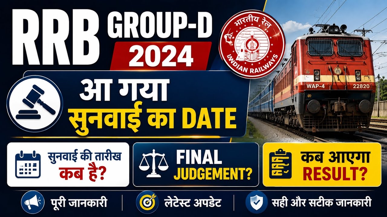 RRB Group D Recruitment 2024 की सुनवाई की Date जारी, Railway Group D Result 2026 kab ayega