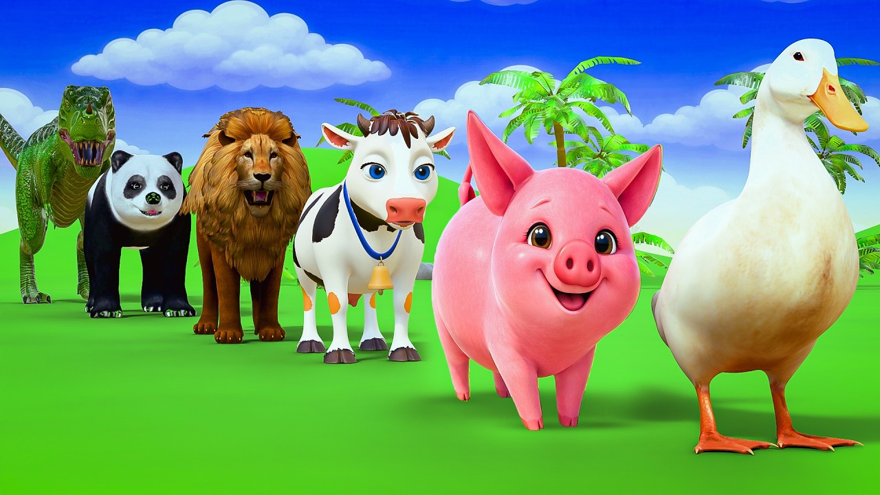 Long Slide Game with Cow Elephant Gorilla Hippopotamus Tiger 3d Animal Game Funny 3d Animals