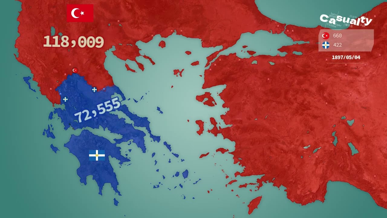 1897 The Greco-Turkish War Animated Map: The Unfortunate War