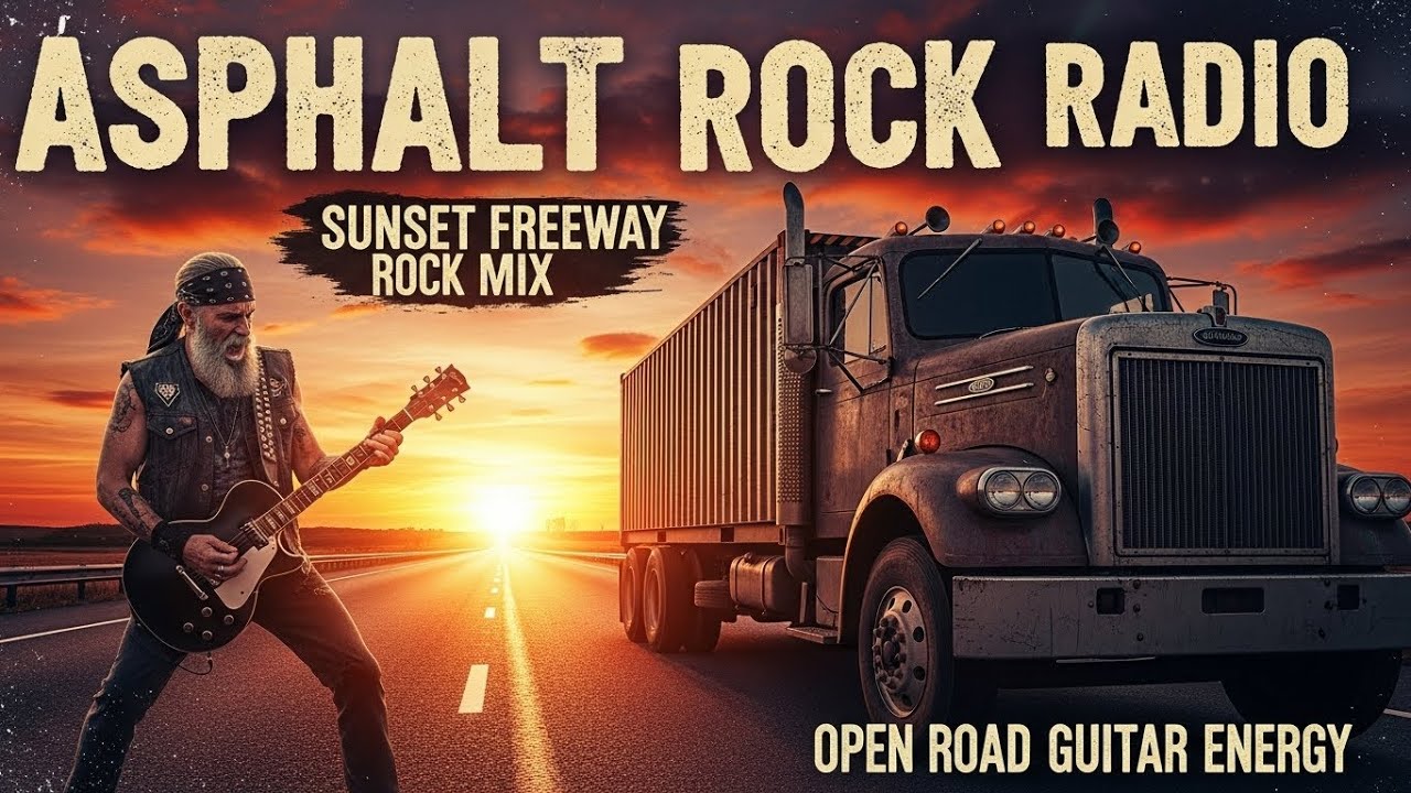 ASPHALT ROCK RADIO – SUNSET FREEWAY ROCK MIX | OPEN ROAD GUITAR ENERGY | 