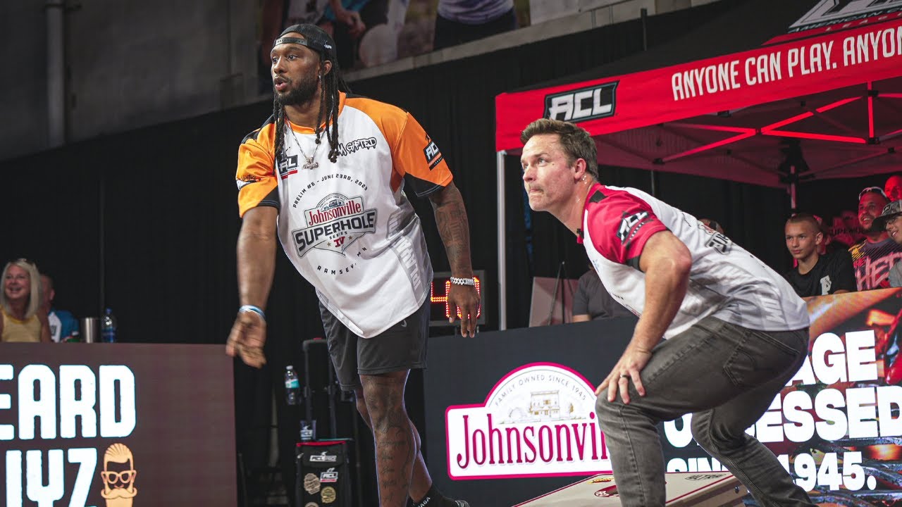 Alexander Mattison & Scott Porter Push Cornhole Match Into Overtime Thriller