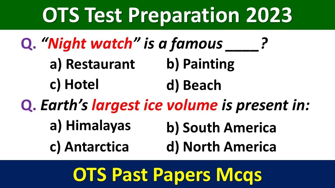 OTS Test Preparation 2023 | OTS Past Papers 2023 | OTS Preparation 2023 | OTS Test Mcqs | OTS Test