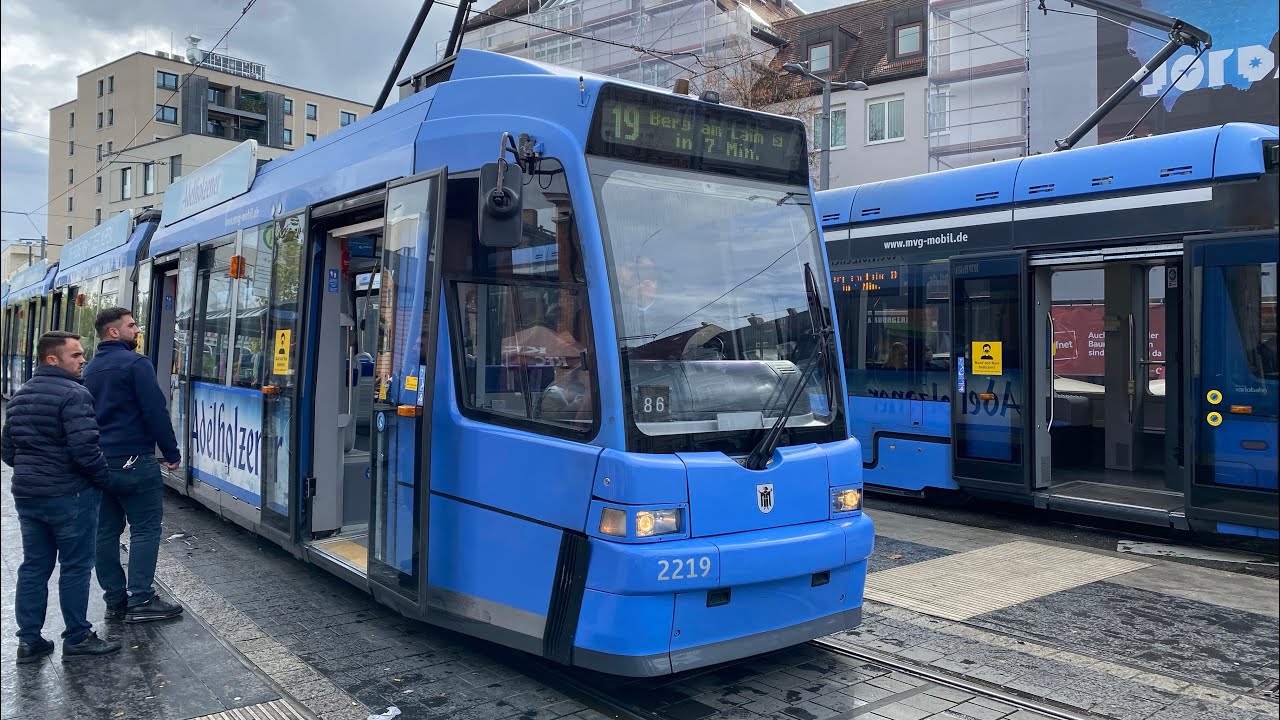 Mit der Tram München Typ R3 als Linie 19 vom Hauptbahnhof nach Pasing Bf.