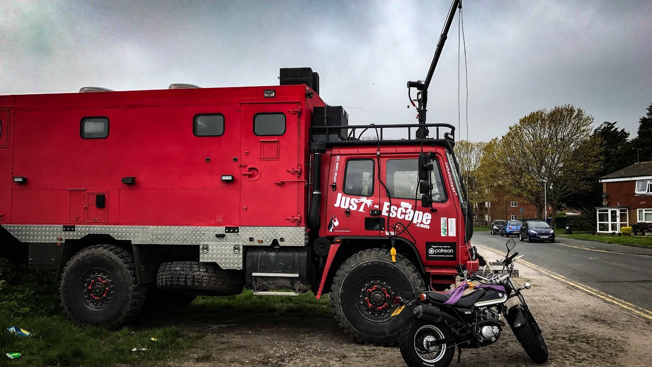Overland Truck Matilda's Motorbike Crane. Leyland Daf T244