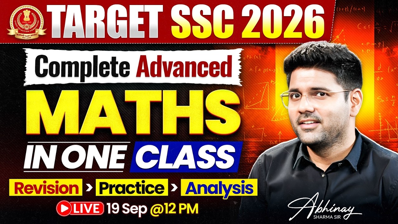Complete Advance Maths in One Class | SSC Exams 2026 | Maths by Abhinay Sharma
