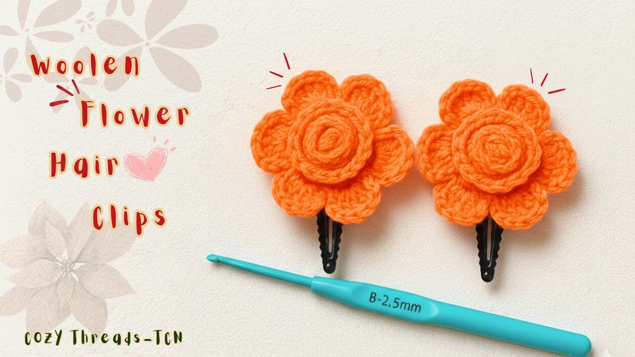 Beautiful Woolen Flower Hair Clips 😍 | Easy Crochet DIY