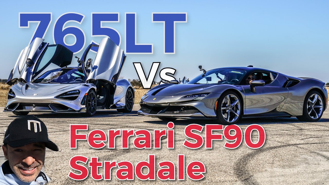 Ferrari SF90 Stradale vs Mclaren 765LT Drag Racing - 1000HP vs 800+HP + Extra Footage w/ Dragtimes