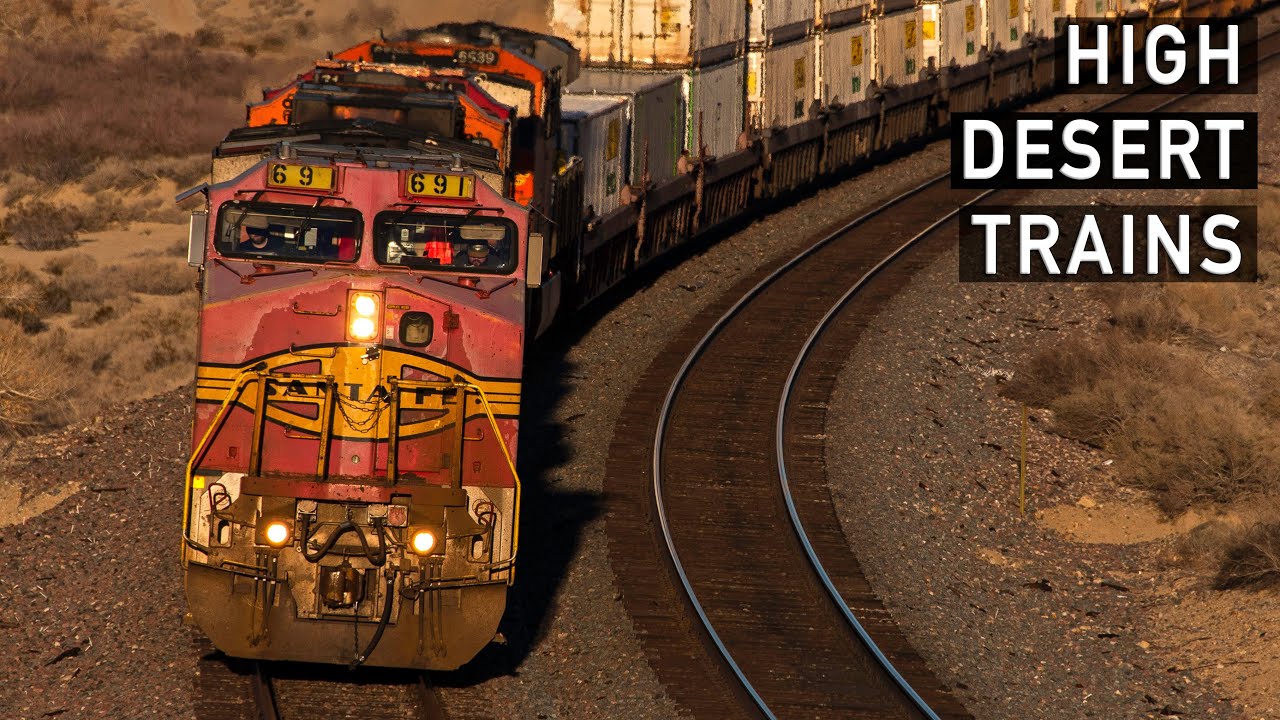 BNSF Freight Trains in the Mojave Desert
