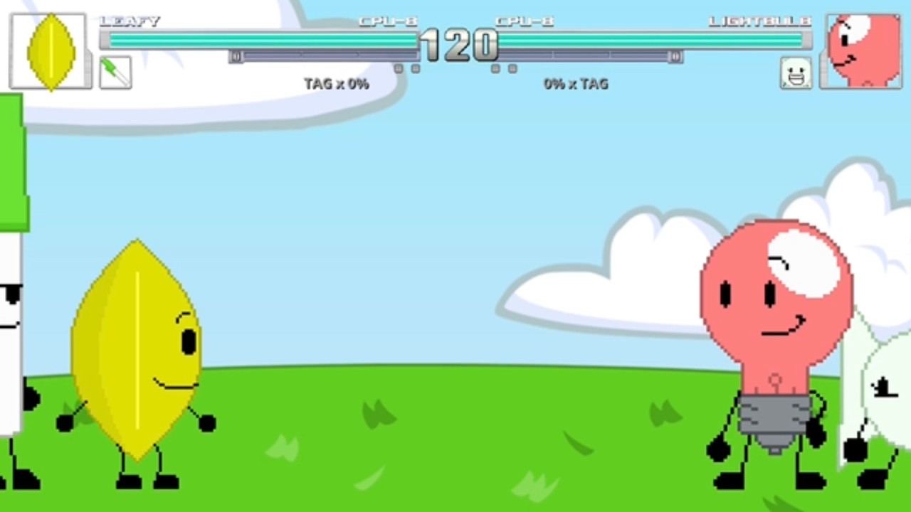 Leafy & Pen vs. Lightbulb & Bow 2v2 TAG Battle (BFDI vs. Inanimate Insanity) | M.U.G.E.N