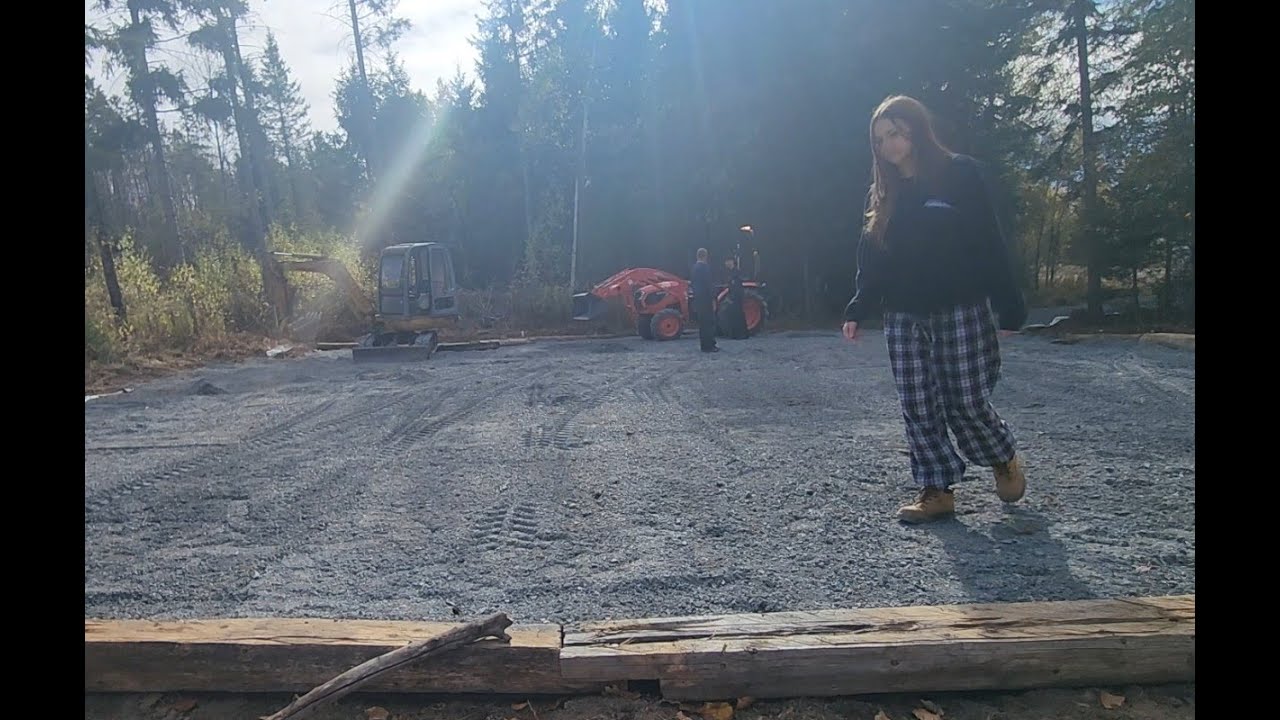 It's COLD, working on the community center and Yurt Parking