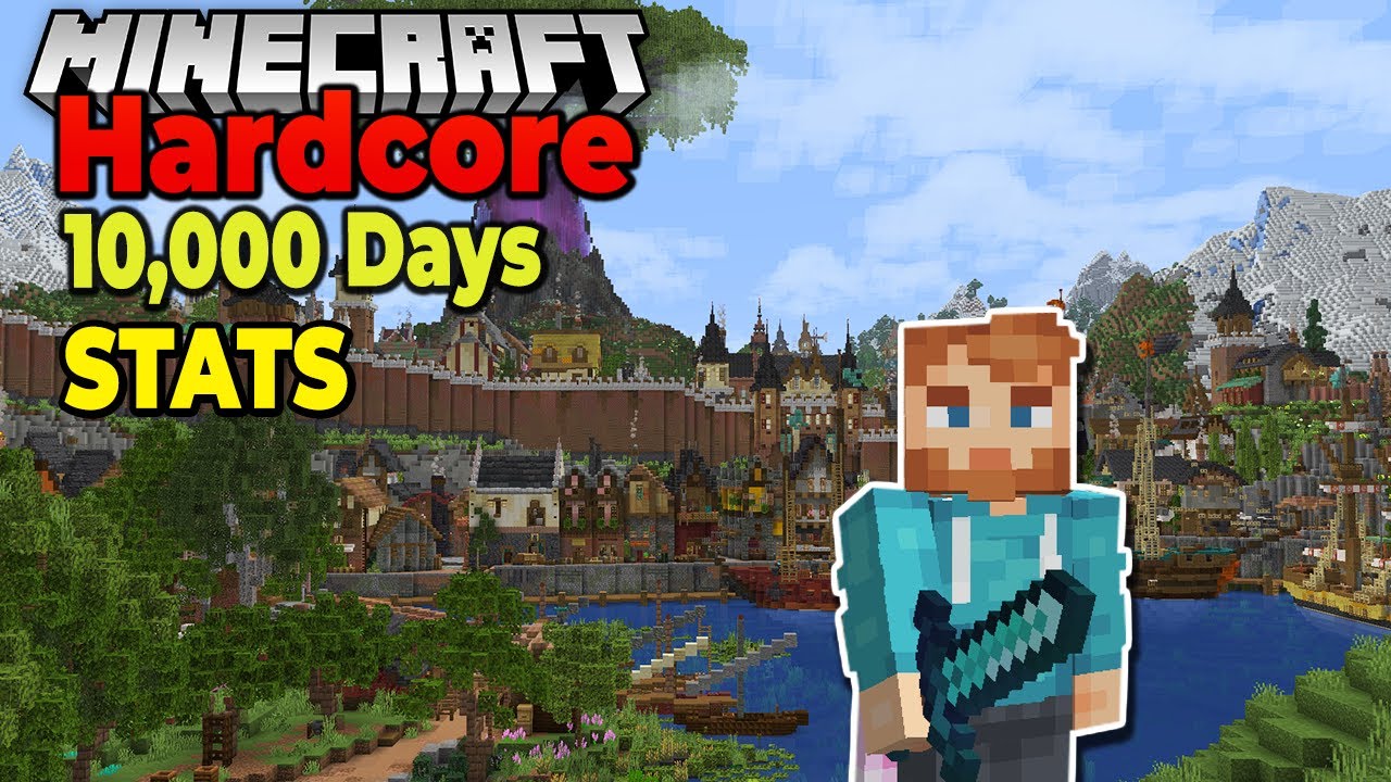 The STATS to survive 10,000 DAYS in Hardcore Minecraft
