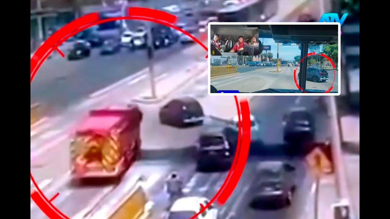 Camión de Bomberos evitó una tragedia al esquivar un taxi que invadió vía del Metropolitano