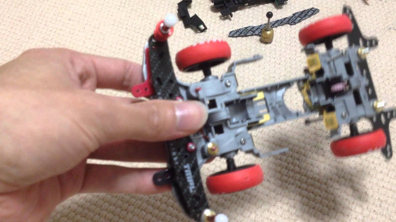 【ミニ四駆】　ＭＳシャーシ　内蔵サス・フレキ (カーボン）  組み立て工程