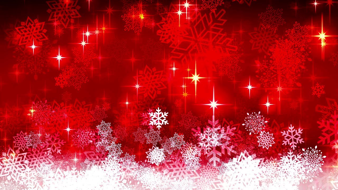 Red Christmas Snowflakes Background – Falling Snow & Sparkling Lights Loop (10 Hours)