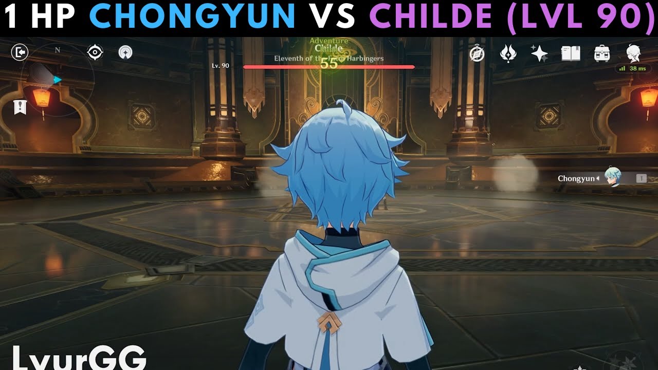 1 HP CHONGYUN vs LVL 90 CHILDE BOSS (WL8) - Genshin Impact
