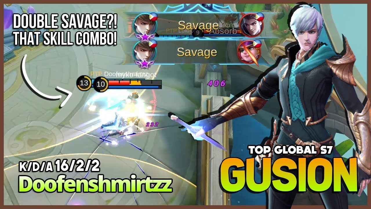 Double Savage from King of Gusion! Doofenshmirtzz Top Global Gusion S7 ~ Mobile Legends