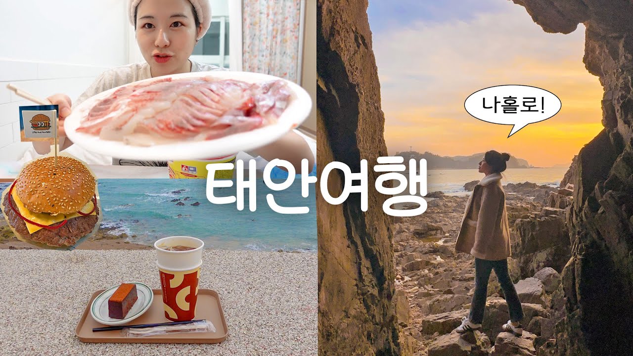 나홀로 태안여행🌊 1박2일 여유롭게➰ 오션뷰 갬성카페, 인생 버거, 파도리 해식동굴 포토존, 회 포장, 폐교개조카페