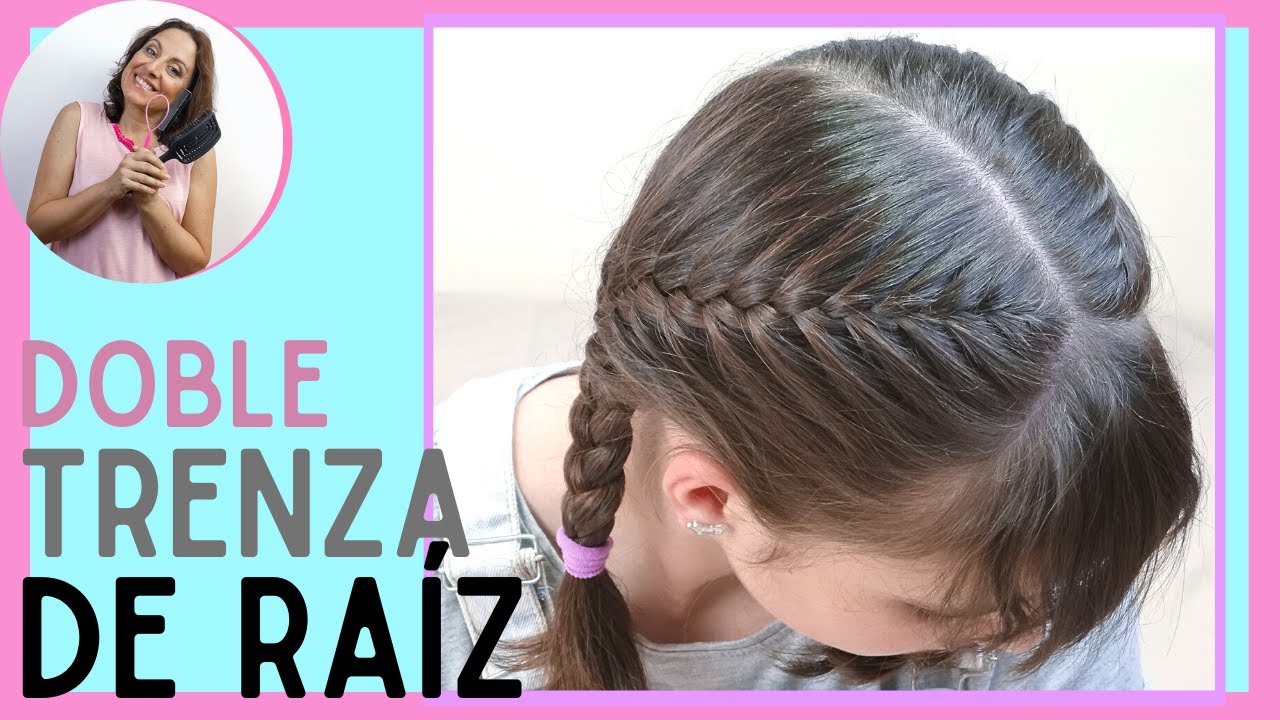 💕Cómo HACER doble TRENZA FRANCESA- PEINADOS FÁCILES - Trenza de RAÍZ doble PASO A PASO - PEQUEINADOS